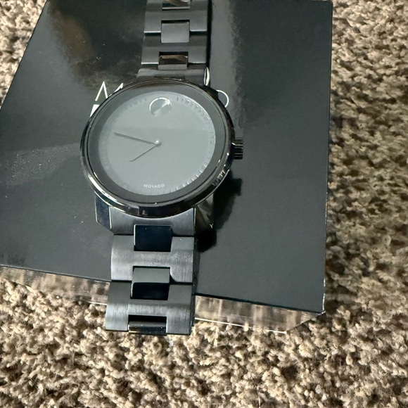 Movado Men's Silver and Black Watch